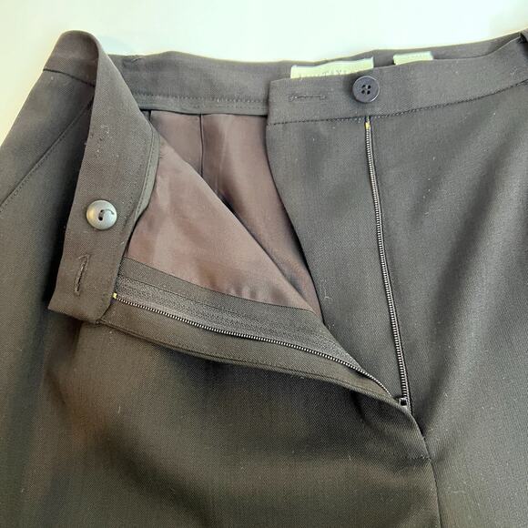 Vtg Ann Taylor Wool Trousers Pants Womens 10 Dark Chocolate Brown Pleated Cuffed - Picture 4 of 12